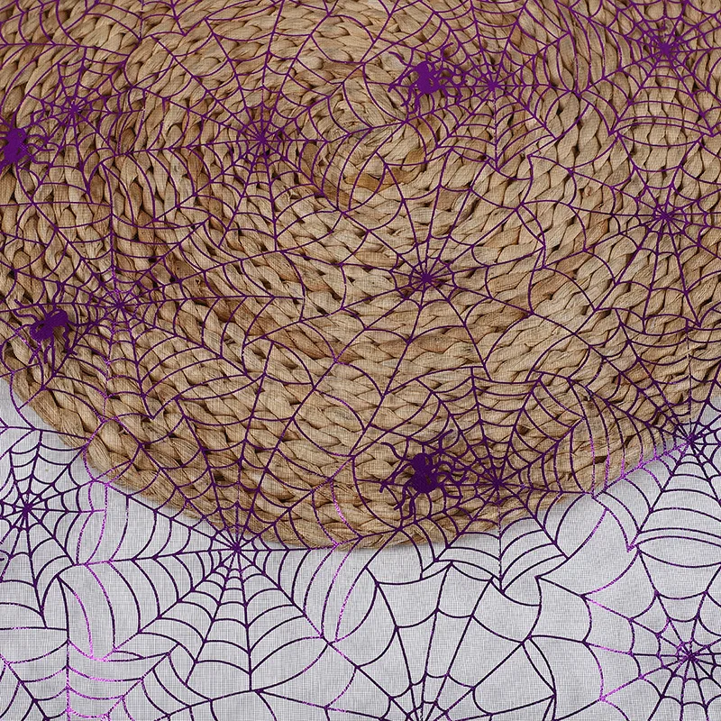 1 Yard Print Purple Spider Net Tulle Lace Fabric Mesh Gauze Fabric For Halloween Dress Costume Clothing Curtain Accessories