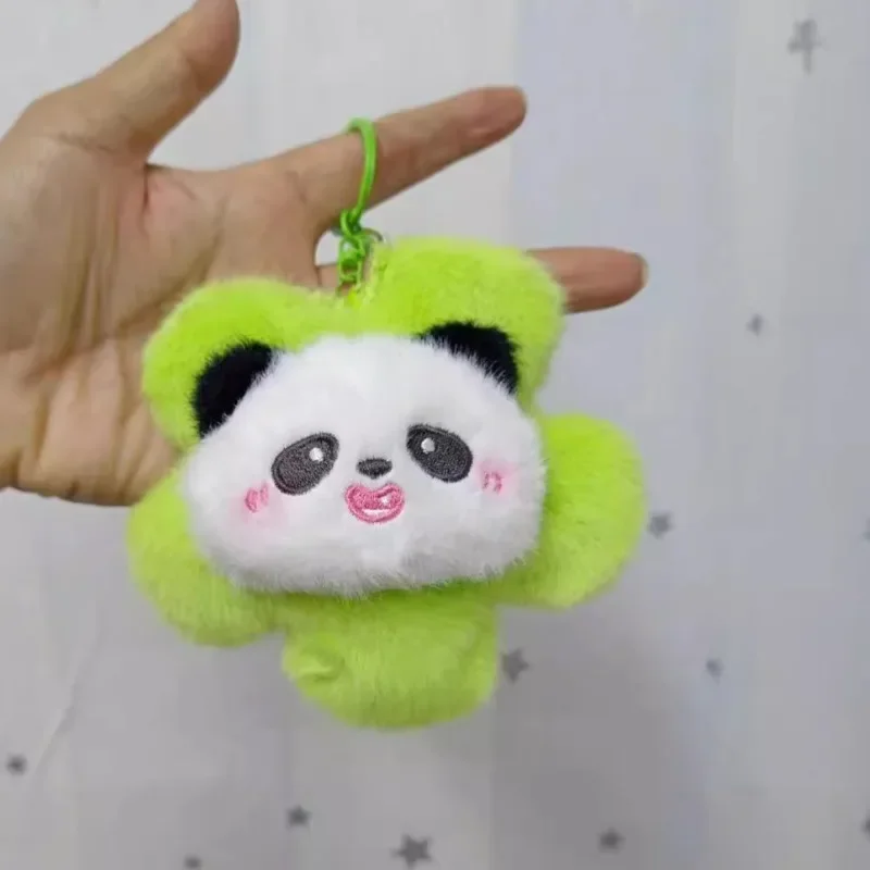 Cute Girl Heart Sunflower Plush Toy Giant Panda Doll Bag Pendant Creative Doll Keychain Holiday Gift Fun Small Animal Accessory