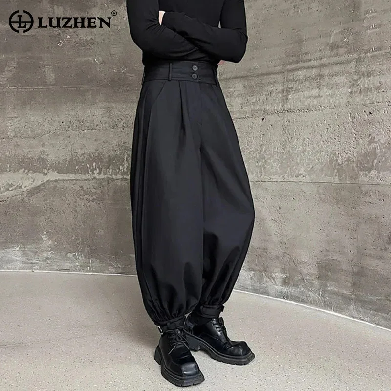 

LUZHEN Elegant Loose Men's Solid Color Trousers Trendy Street Wear 2024 New Stylish Baggy Casual Suit Pants Free Shipping LZ3251