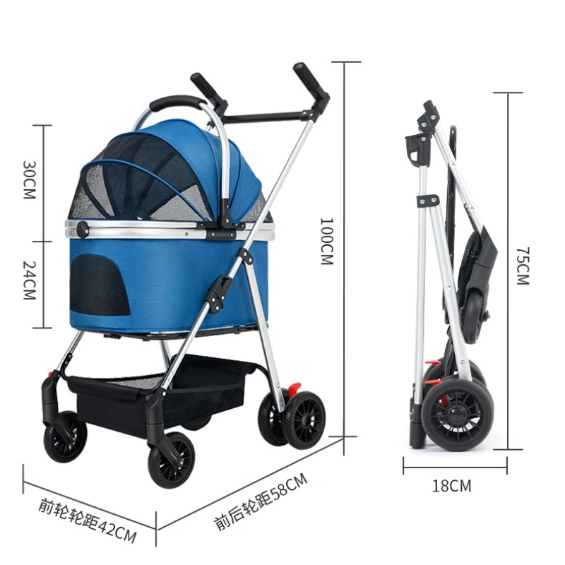 عربة كلب متعددة الوظائف للكلاب المتوسطة/الكبيرة قابلة للطي مقعد الحيوانات الأليفة واسعة في الهواء الطلق الكلاب الناقل الحيوانات الأليفة السفر التنقل الحل