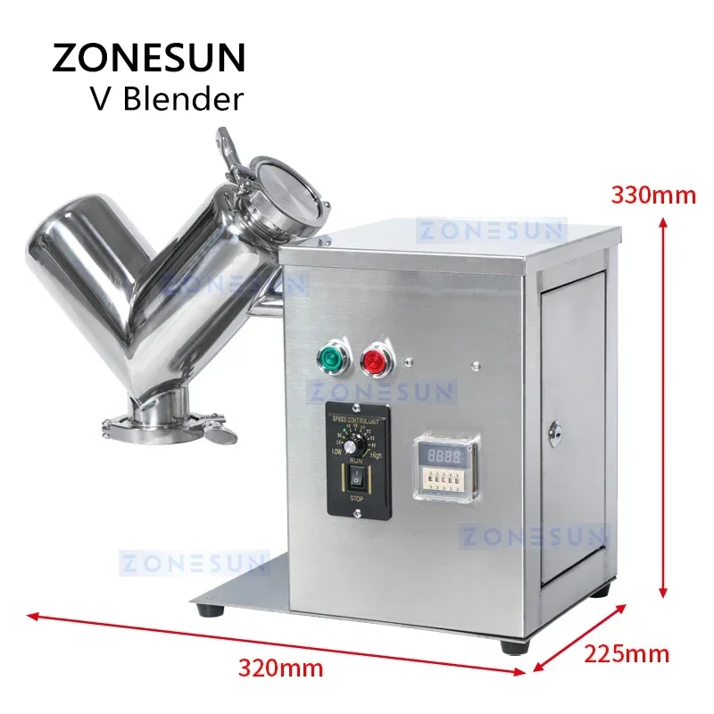 ZONESUN V Blender Powder Mixing Machine miscelatore per polvere secca in acciaio inossidabile ZS-V2