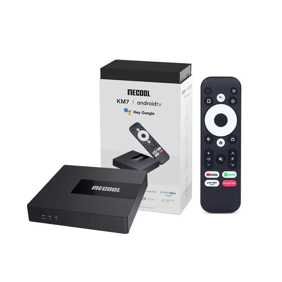 Mecool-Dispositivo de TV inteligente KM7, decodificador con Android 11,0, ATV, 2GB, 16GB, Amlogic S905Y4, DDR4 V5.0, WiFi Dual, reproductor multimedia 4K