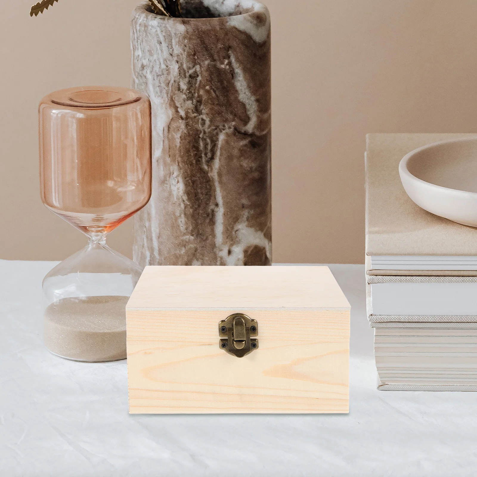 

Solid Wood Jewelry Box Pine Mirror Multi-Functional Organizer Storage Case for Rings Earrings Necklaces Rustic Treasure Chest