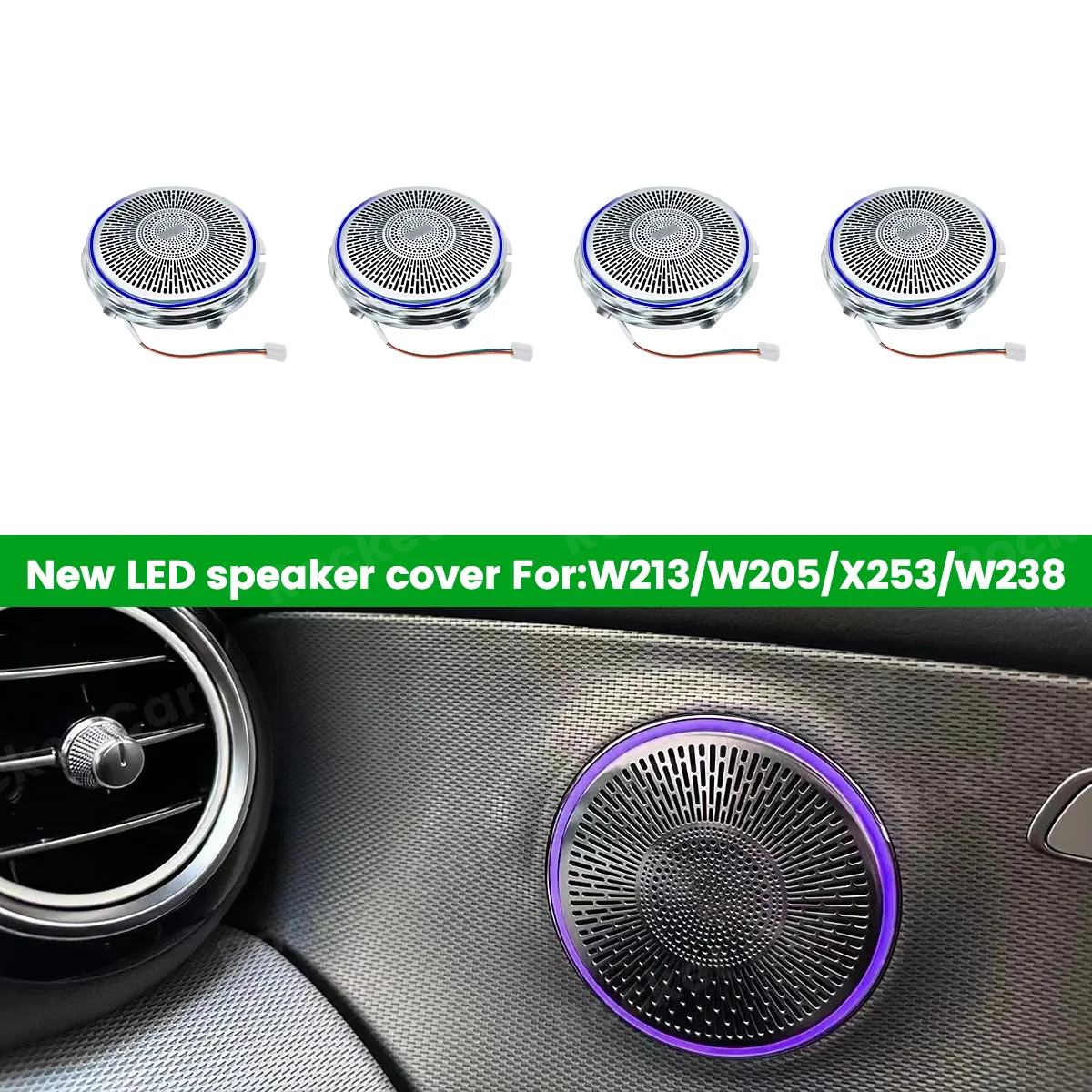 New Speaker Cover For Mercedes Benz W205 W213 X253 W238 C/E/GLC Class E Coupe Car Door Horn Decorative Shell LED Ambient Lights