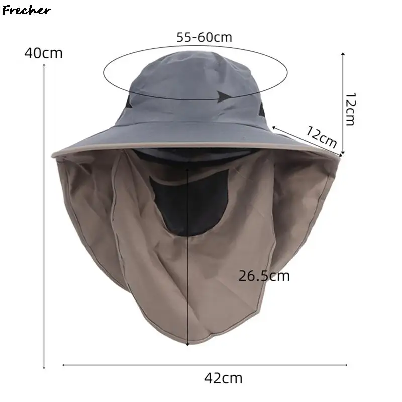 Sun Protection Bucket Hat Men Full Neck Face Cover Fishing Hunting Hiking Climbing Sun Hats with Mask Wide Brim Sunshade Caps