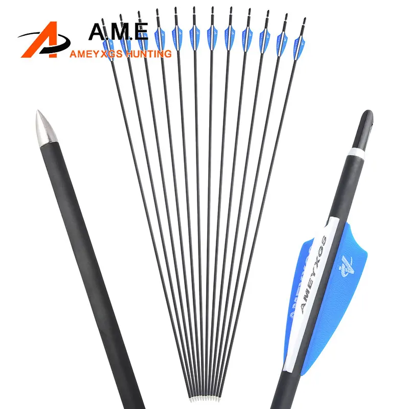 

6/12pcs Spine 1000 Mixed Carbon Arrow 32inch ID 4.2mm 2 inch Rubber Feather For Recurve Compound Bow Archery Shooting Hunting