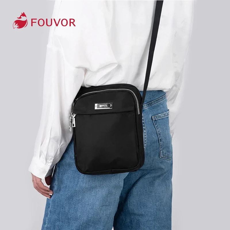 

Женские сумки через плечо Fouvor, простая сумка через плечо с передними карманами на молнии, нейлоновая водонепроницаемая удобная уличная сумка-мессенджер 6026-03