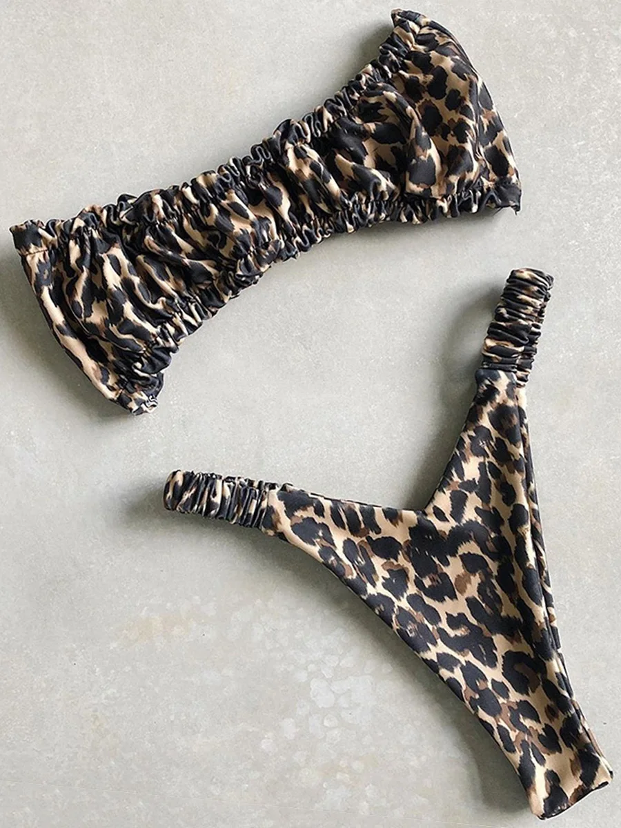 Bikini de microtanga extremo de corte alto para mujer, traje de baño Bandeau, traje de baño femenino, conjunto de Bikini de dos piezas, traje de