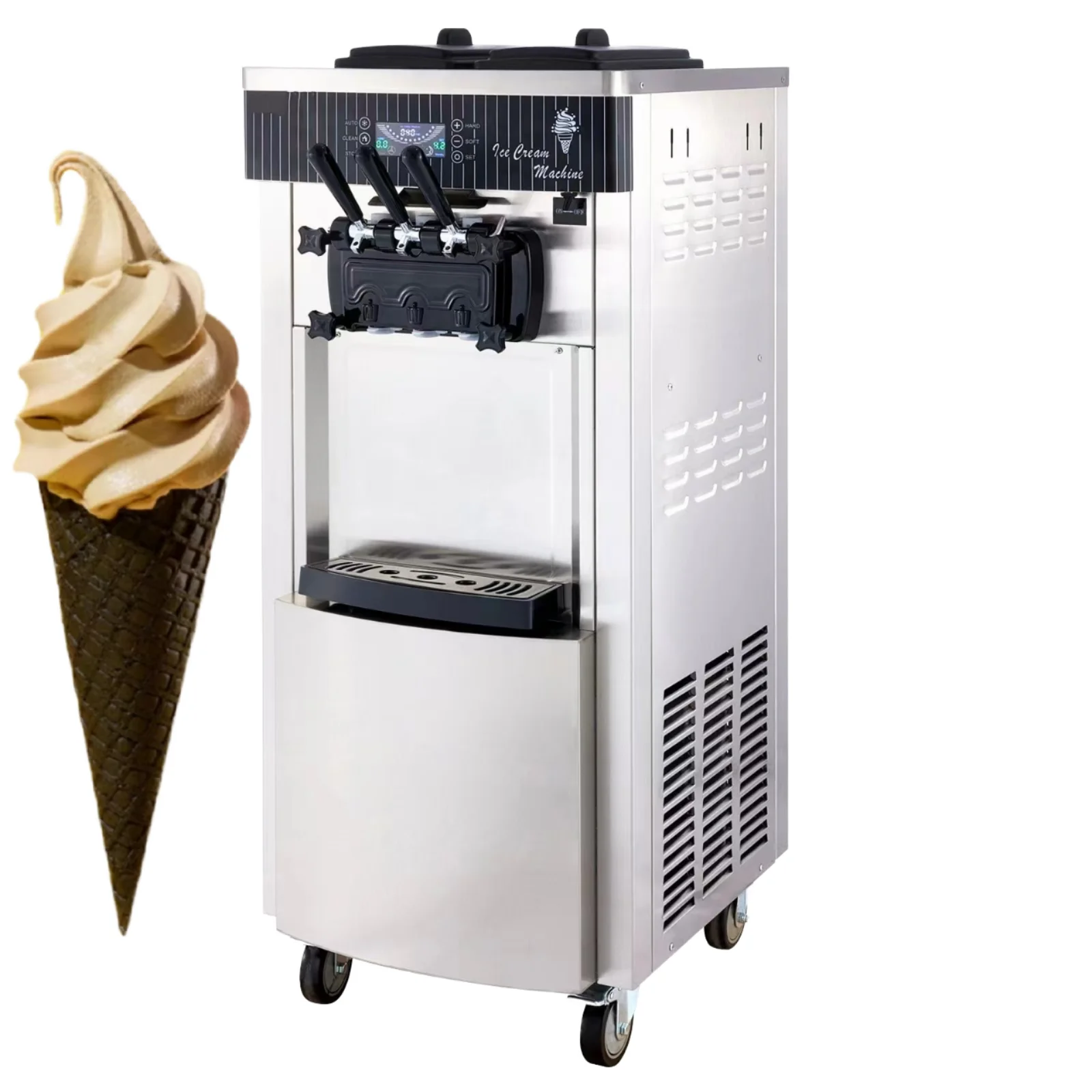 Commercial 220V Chocolate Soft Serve Ice Cream Machine Stainless Steel Ice Cream Maker for Bakery and Snacks