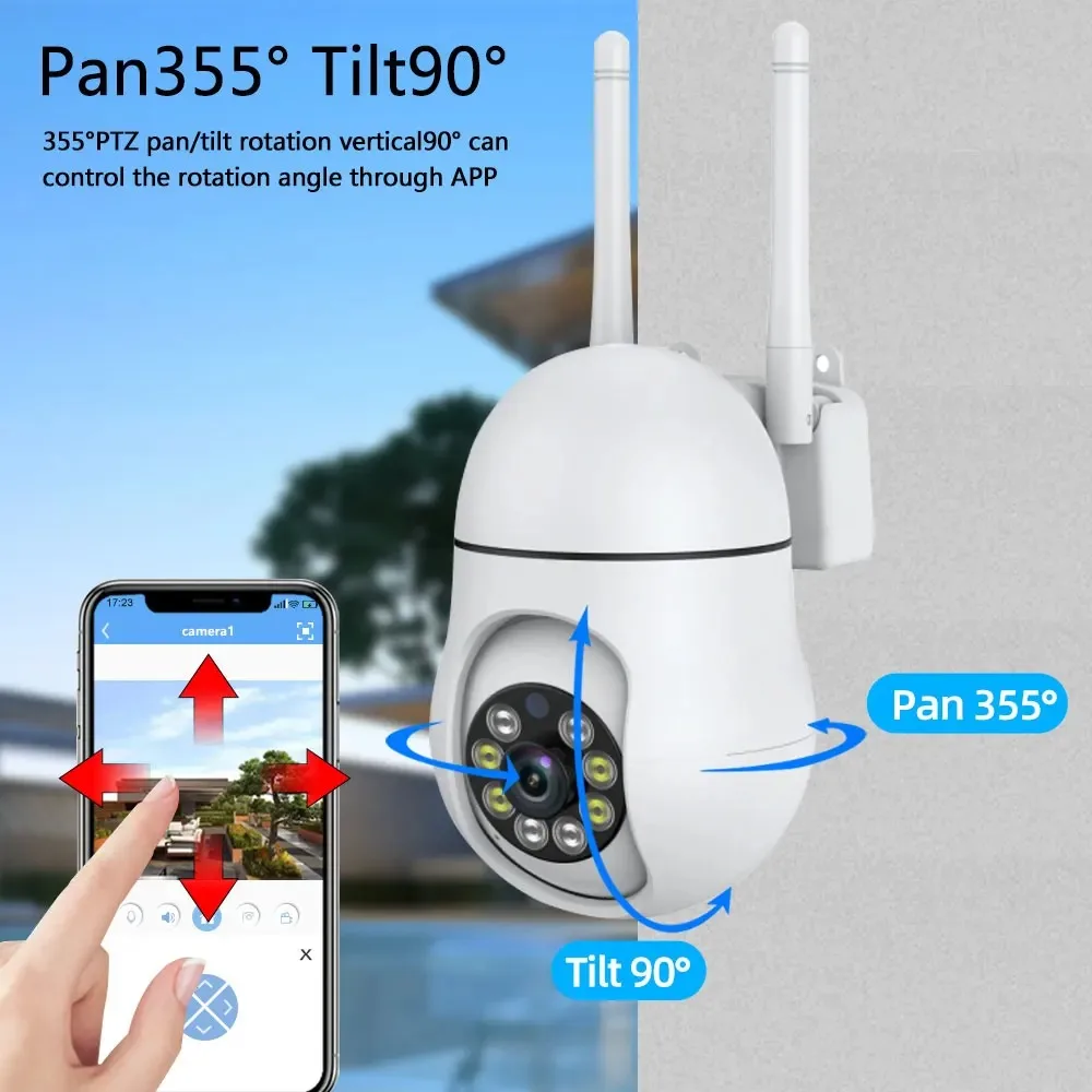 Mini PTZ Wireless Video Surveillance Camera, Color Night Vision, Auto Tracking, CCTV, WiFi, Segurança Baby Monitor Cam, ICsee App, 5MP
