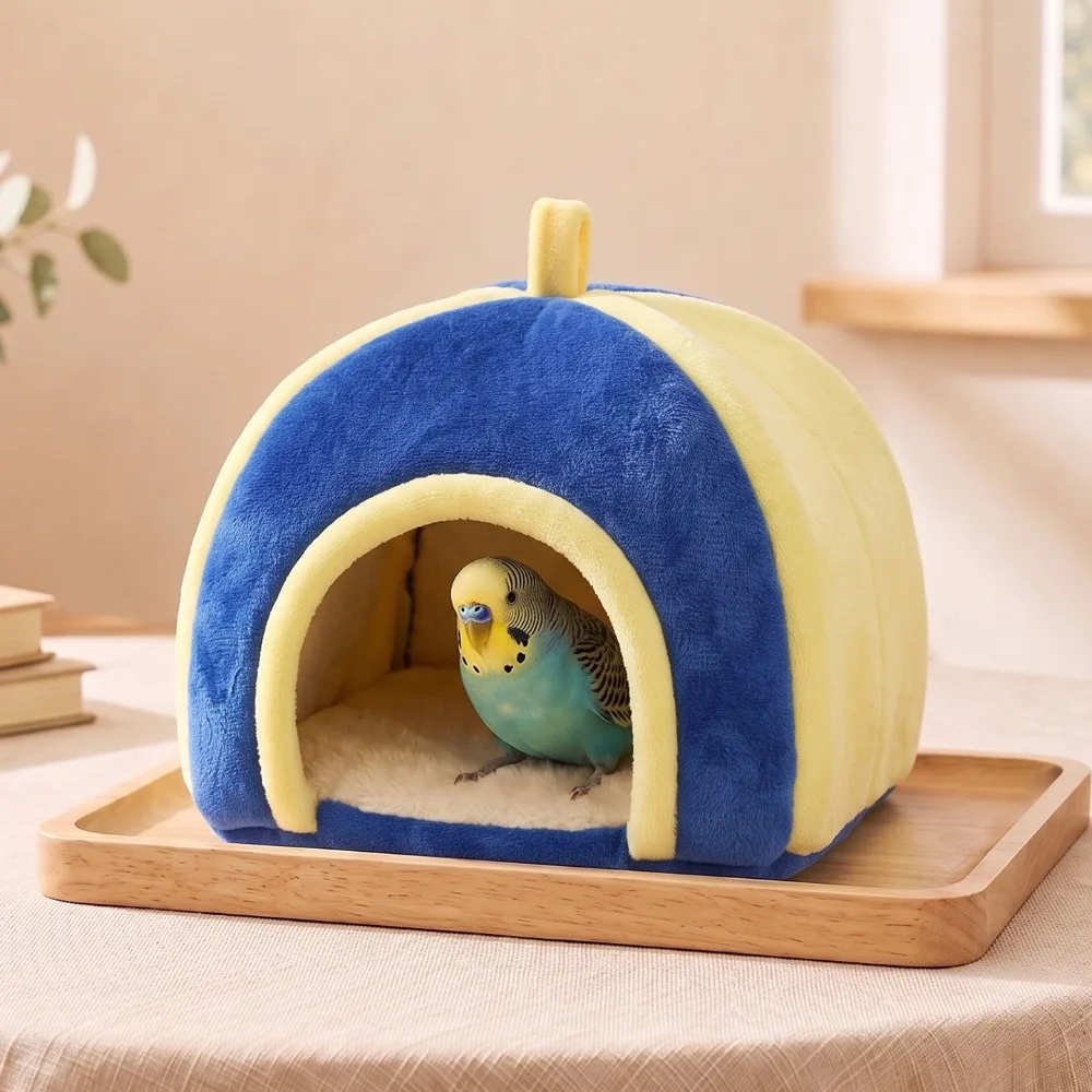 Thick Velvet Parrot Fleece Warm Nest Sherpa Inner Liner Soft Skin-Friendly Plush Hanging Bird Bed Cold-Resistant Warmth