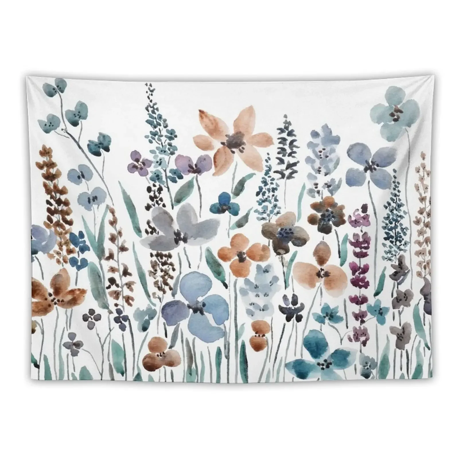 

watercolor blue brown wildflower field Tapestry Cute Room Decor Wall Hanging Decor Luxury Living Room Decoration Tapestry