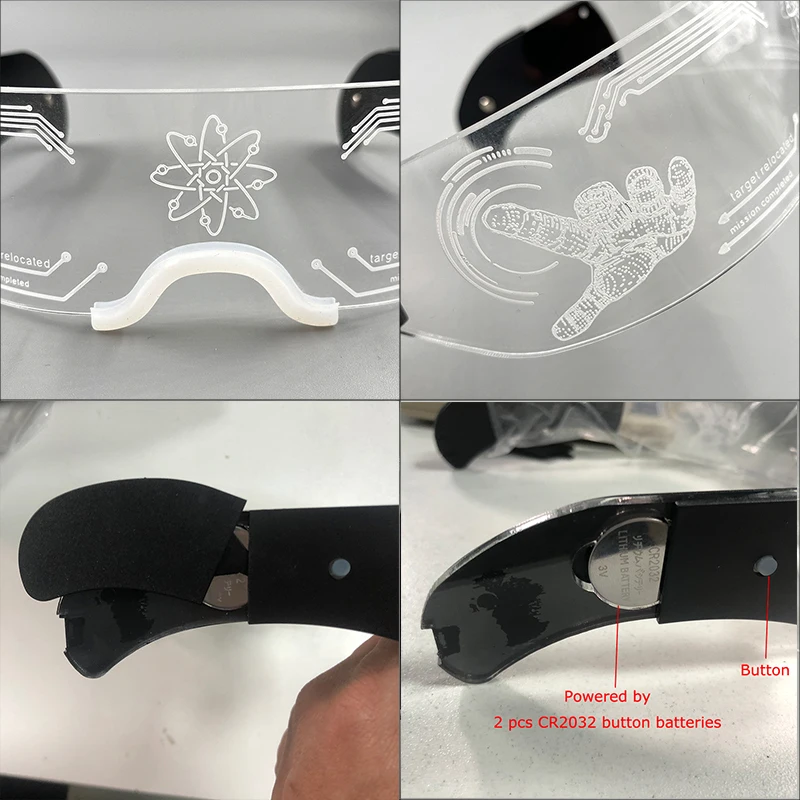 Coole leuchtende LED-Brille, blinkende Partybrille, futuristische transparente LED-Brille für Nachtclub, DJ, Tanzparty-Dekoration – Detail 18