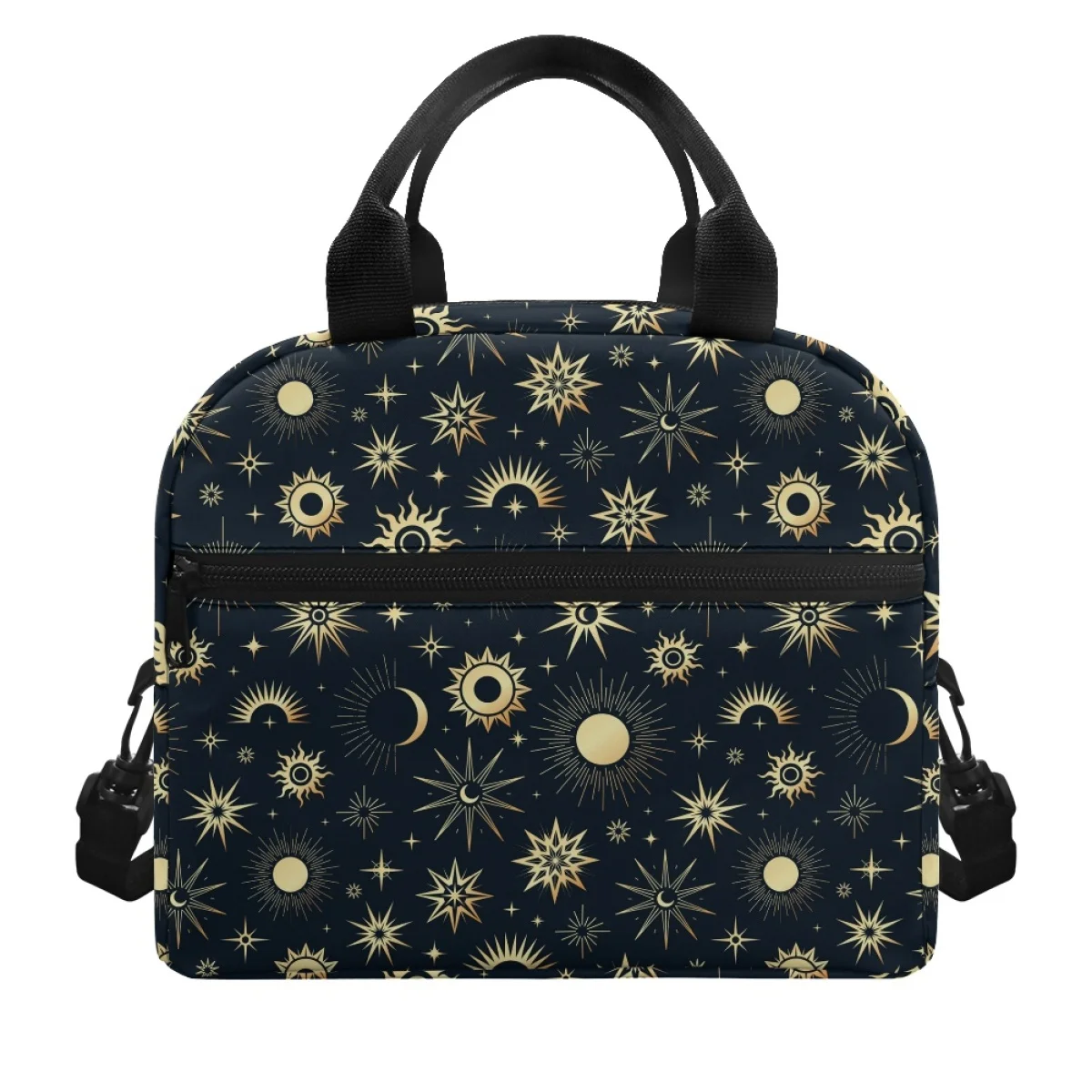 New Fashion Moon Sun Pattern Woman Men Double Layer Lunch bag Smooth Zipper Strap Sophisticated and Durable Insulated Bags 2023