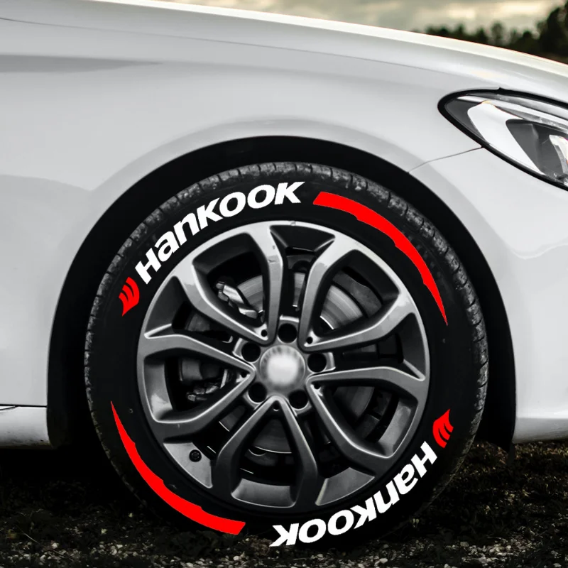 Calcomanías 3D para neumáticos de coche, pegatinas de letras HANKOOK, decoración de estilo de dientes de lobo, calcomanías de etiquetas para ruedas