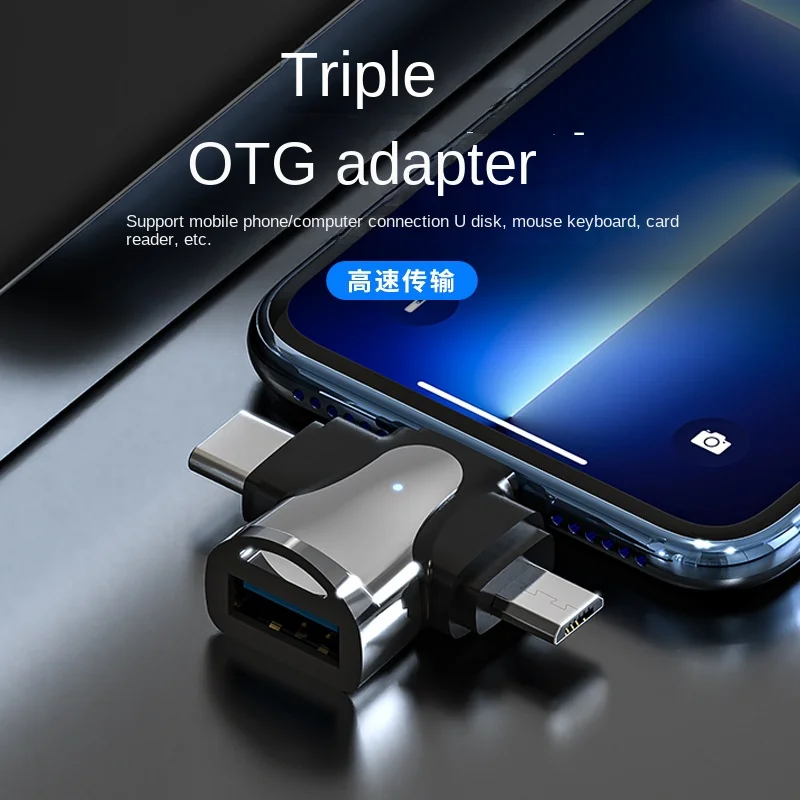 3 in 1 OTG Adapter USB3.0 to Micro USB/Type C/Lightning Converter For iphone Xiaomi Samsung Mouse Keyboard U Flash drive