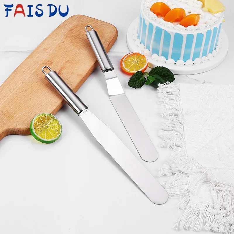 

FAIS DU 8 Inch Stainless Steel Cream Icing Frosting Spatula Portable Cream Spatula for Cake DIY Cake Decorating Tools