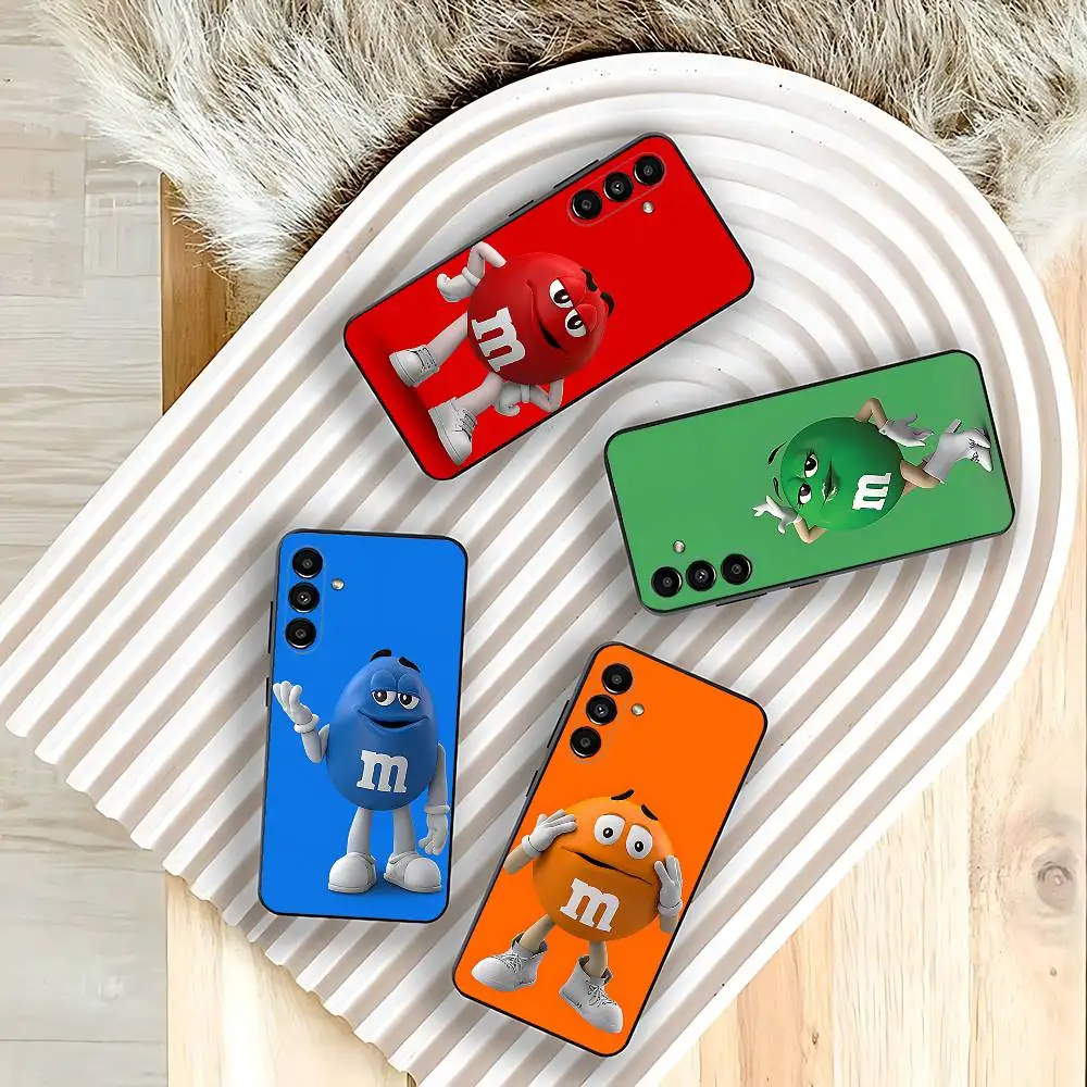 Custodia per telefono MM con chicchi di cioccolato per Samsung Galaxy A73,31,32,72,41,53,52,71,22,5G,Nota,J7,8,9 Cover morbida nera