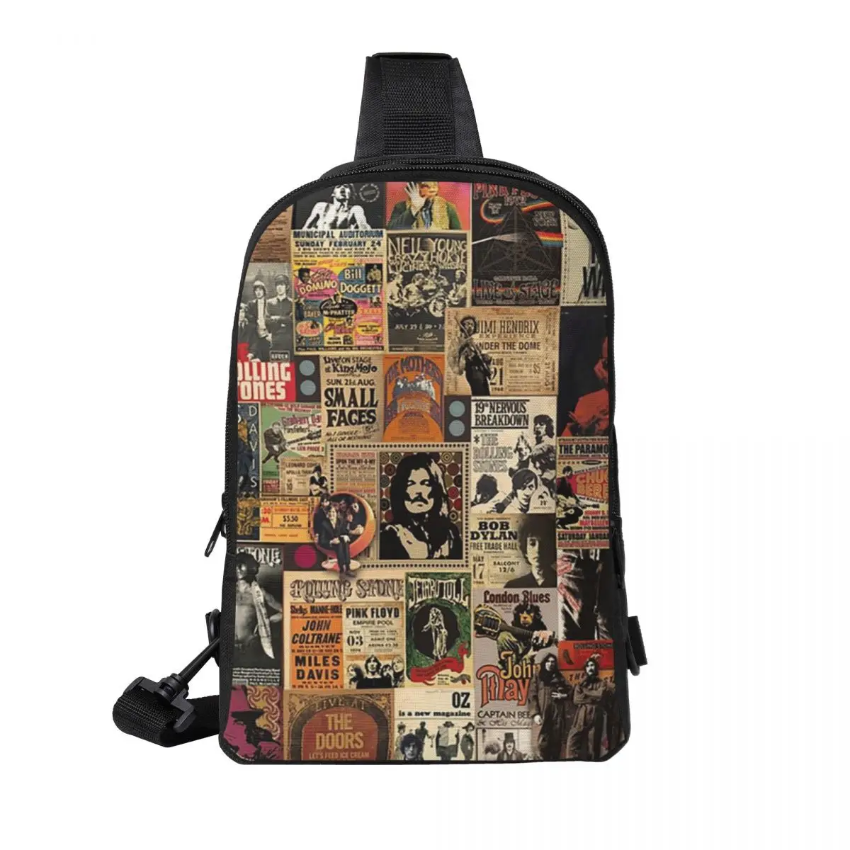 

Rock N' Roll Stories Chest Bag Men Sling Crossbody Backpack Chest Bag Travel Hiking Daypack Shoulder Bag