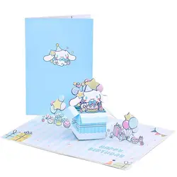 Cinnamoroll Pop-up zabawne kartka z życzeniami urocze prezenty urodzinowe z okazji urodzin Hello Kitty kartka okolicznościowa z kopertą