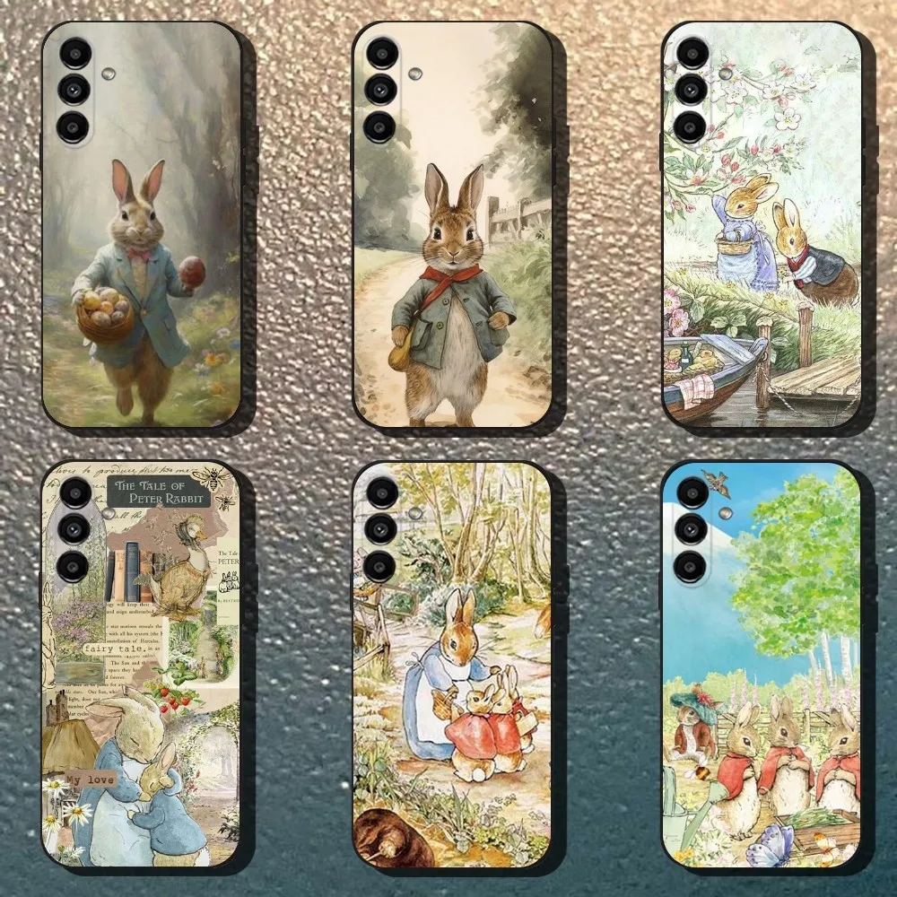 

Cute P-Peter Rabbit Phone Case For Samsung Galaxy A13,A21s,A22,A31,A32,A52,A53,A71,A80,Soft Black Shell