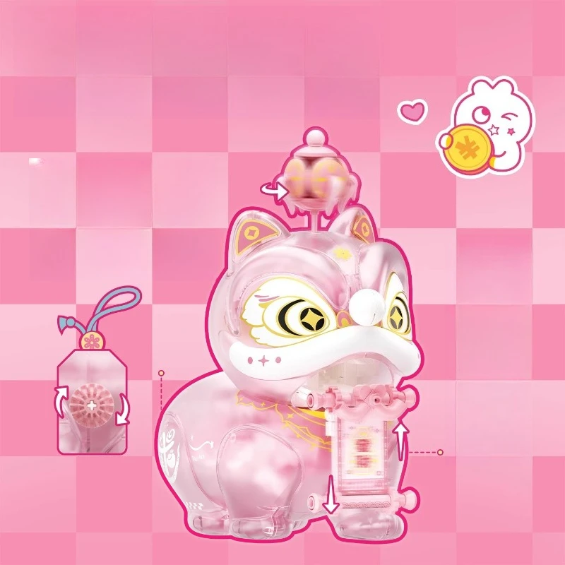 مكعبات بناء صحوة الأسد، الاتجاه الوطني، نموذج الأسد الإبداعي، ألعاب تعليمية مجمعة للأطفال، زخارف سطح المكتب