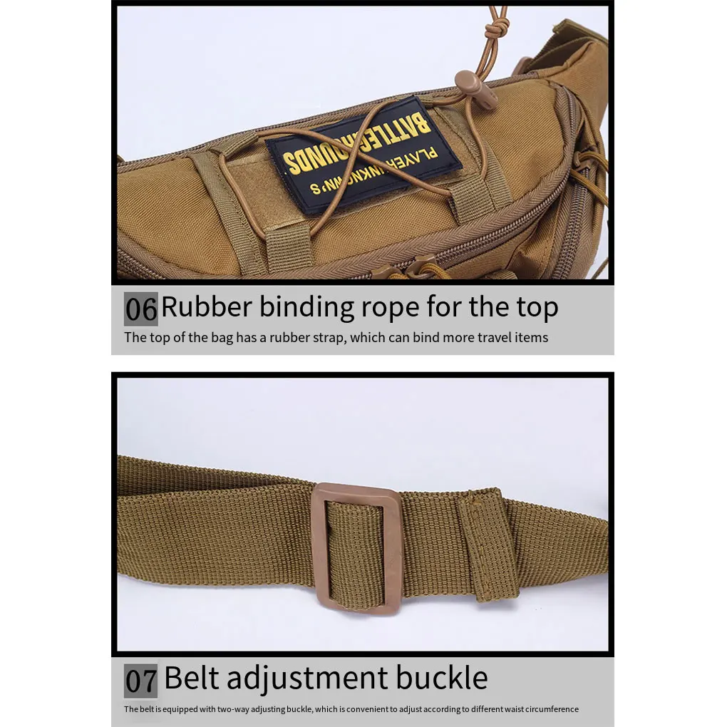 Oxford tecido masculino e feminino saco de cintura militar, versátil e resistente à água, durável, atividades ao ar livre, selva digital