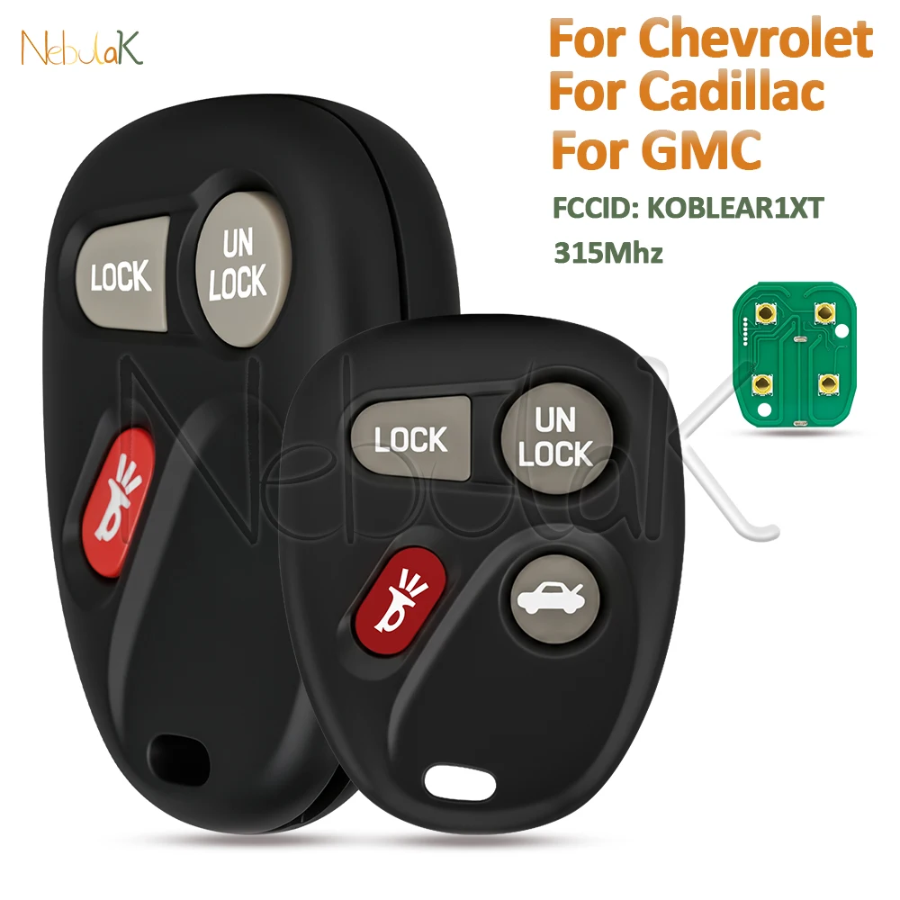 Smart Remote Key For Chevrolet S10 Corvette 2001 2002 2003 2004 Silverado 1500 2500 3500 For GMC For Cadillac KOBLEAR1XT 315Mhz