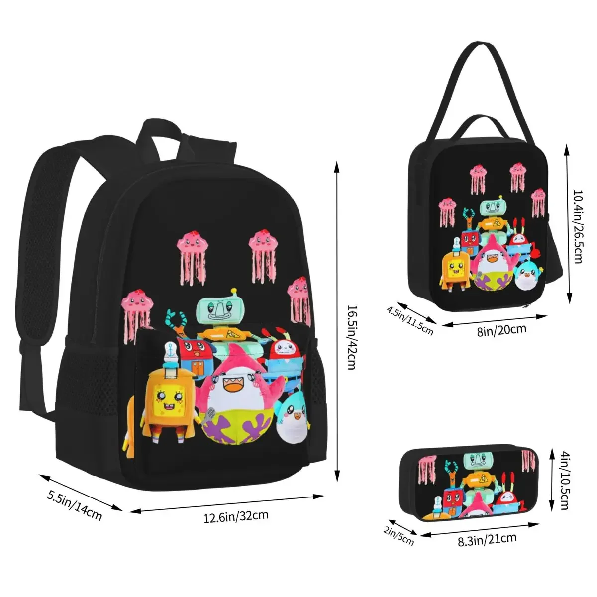 Rocky Lankybox Lanky Box Backpacks Boys Girls Bookbag Children School Bags Kids Rucksack Lunch Bag Pen Bag Three-Piece Set