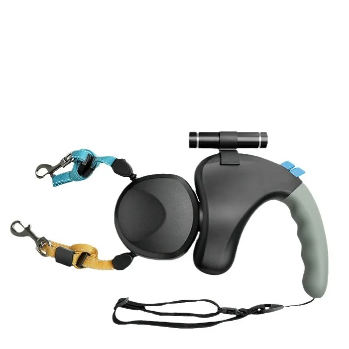 

Pet telescopic double-head retractor dog explosion-proof one-to-two light walking dog leash retractor