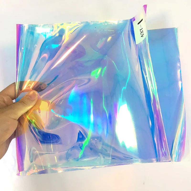 30x135cm Transparent PVC Fabric Iridescent Holographic Laser Rainbow Shiny Vinyl DIY Bow Earring Making Craft Bag Sheet/Roll