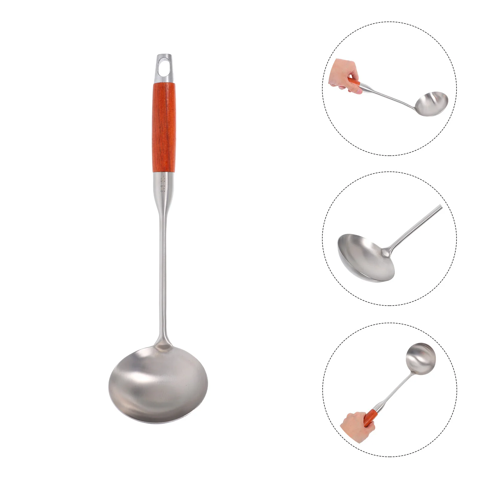 

Stainless Steel Soup Ladle Large Kitchen Cooking Spoon Metal Serving Ladle For Gravy Sauce Canning Stirring Utensil Wooden
