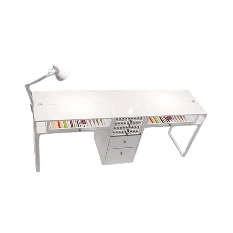 Storage Profesional Nail Desk Minimalist Rectangular Aesthetic Trendy Nail Table French White Table Onglerie Salon Furniture
