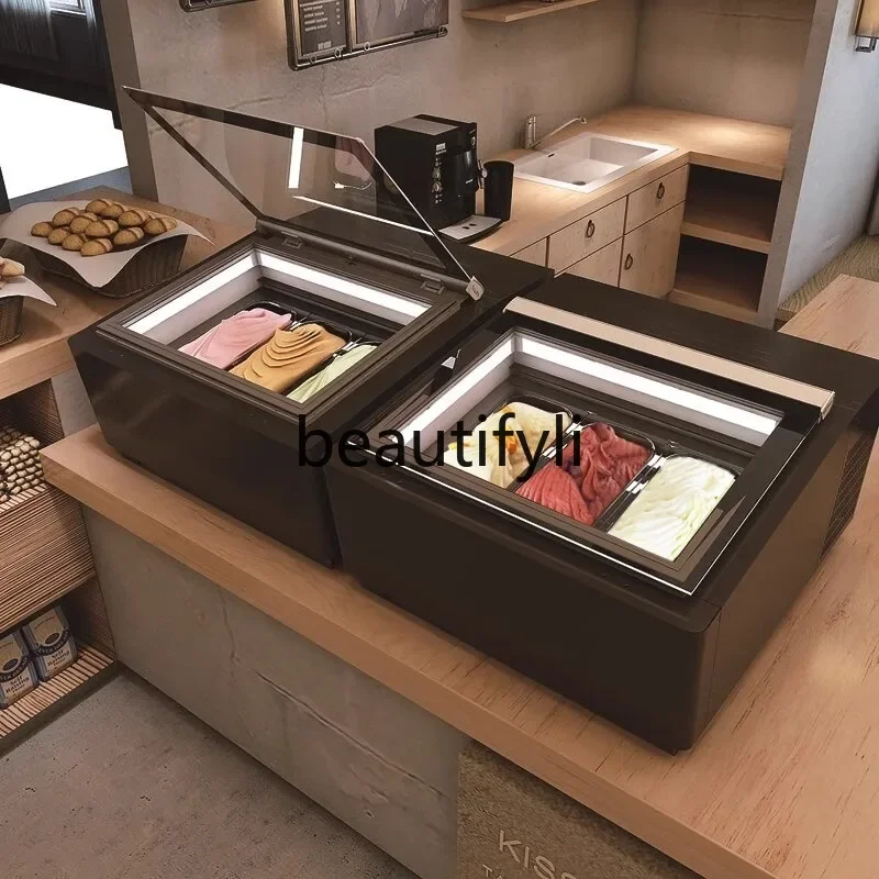 Z189 Small Ice Cream Freezer Display Cabinet for Scooping Hard Ice Cream, Desktop Stall Cabinet