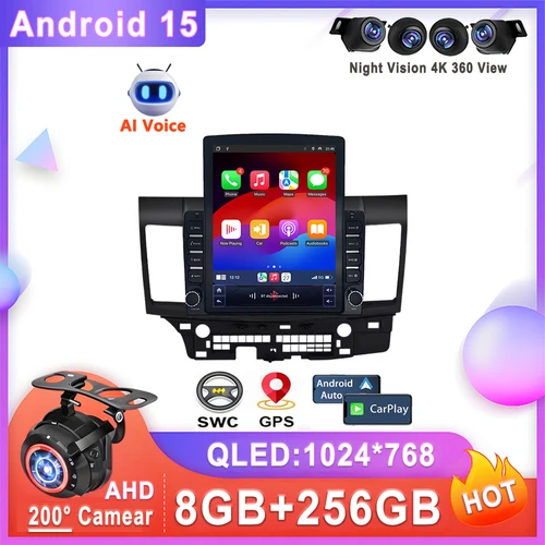 Imagen 1 del producto Radio automática Android 15 de 9,7 pulgadas para Mitsubishi Lancer 10 CY 2007-2017 unidad principal estéreo RHD reproductor Multimedia No 2din DVD 5G BT