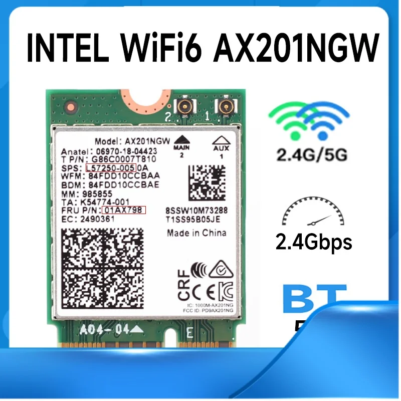 Intel Wi-Fi 6 AX201 Bluetooth 5,0 Dual Band 2,4G/5G Wireless NGFF Button E CNVi Wifi Car. d AX201NGW 2,4 ГГц/Φ hz 802. 11ac/ax