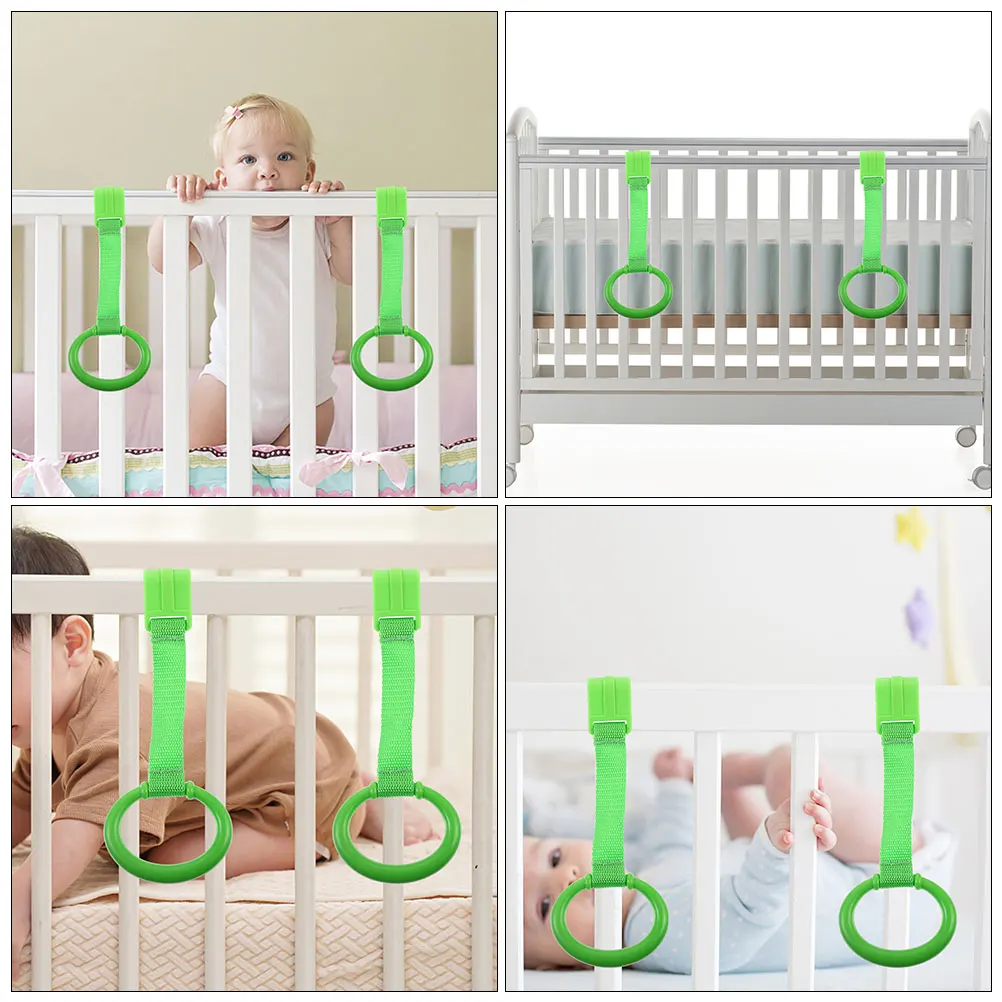 

4pcs Baby Standing Pull Rings Safe Hanging Toy Crib Infant Walking Training Tool Toddler Stand Up Aids Nursery Bed