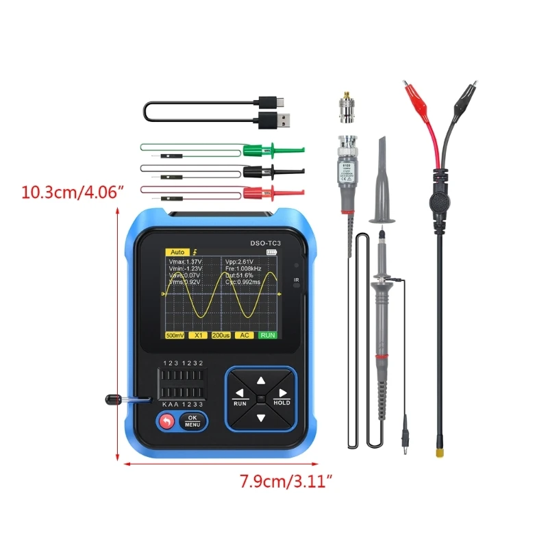 DSO-TC3 Detektor Transistor Osiloskop Genggam Osiloskop Digital LCRMeter