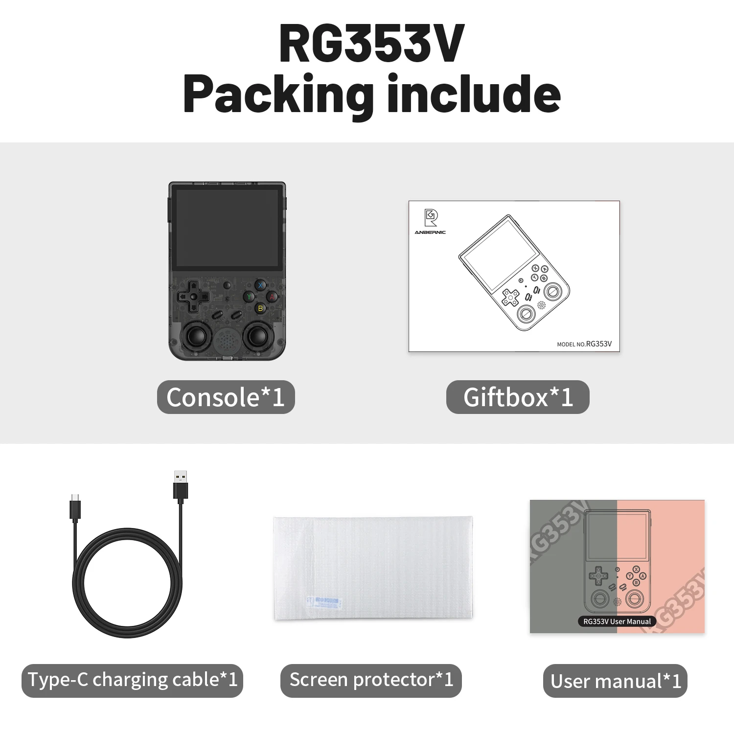 Anbernic Rg 353V Rg353vs Handheld Gam Console 3.5 ''Ips Scherm Hdmi Output Android Linux Os Ingebouwde Retro Emulator Speler Geschenken