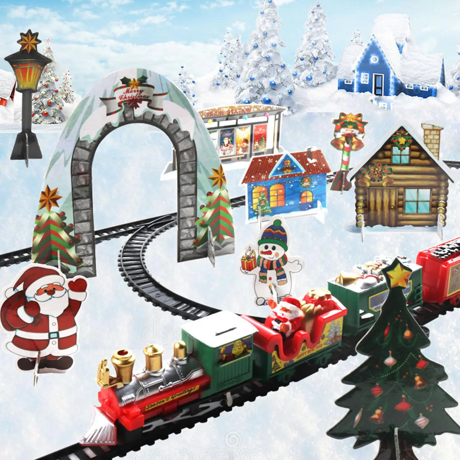 Train Tracks 13pieces Toy Cars Railway Playset Train Sets Activities For Christmas Birthday Toddler Play Imaginative Boys Girls