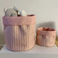 Cute Foldable Storage Basket for Kids Toy Thickened Canvas Gift Baskets Baby Nursery Hamper Sundries Organizer for Home Office