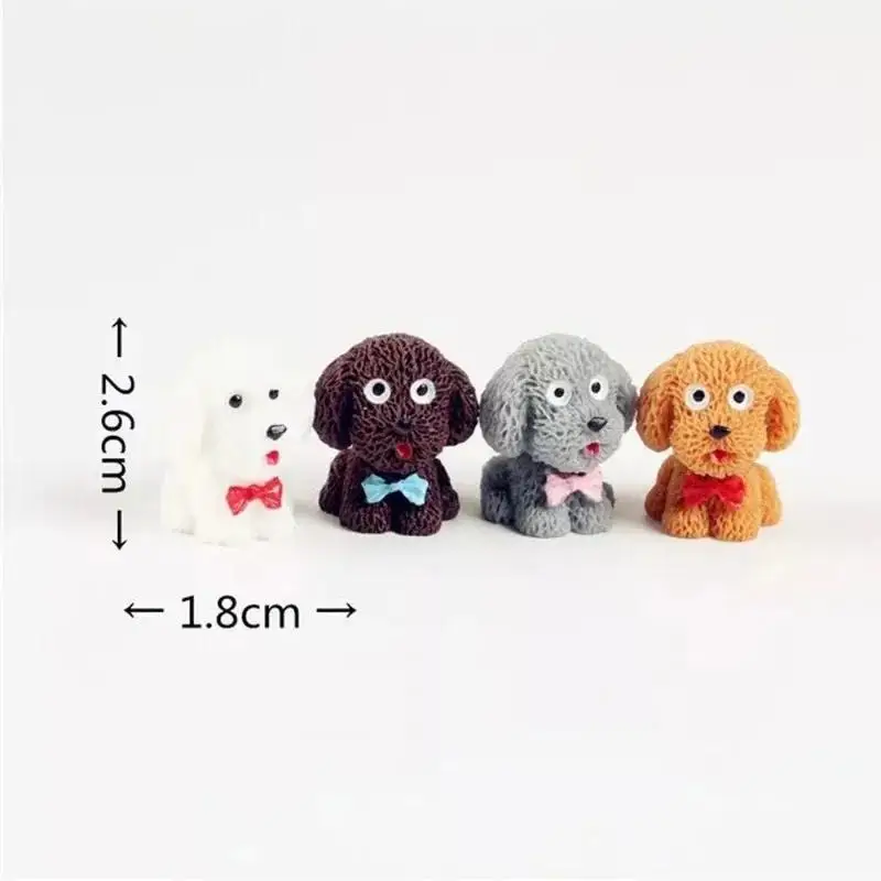 4 Pcs Mini Simulation Puppies Teddy Car Decorations Cute Dog Sculptures Resin Crafts Car Decorations Home Decoration Kawaii