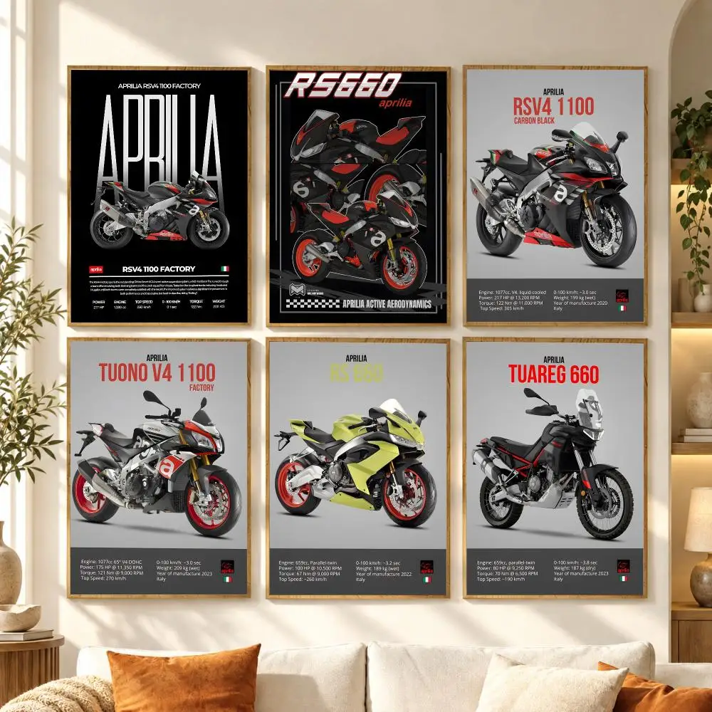 Racing Motorbike A-Aprilia Poster Premium Modern Waterproof Wall Art Pictures for Bedroom Living Room Bar Decor