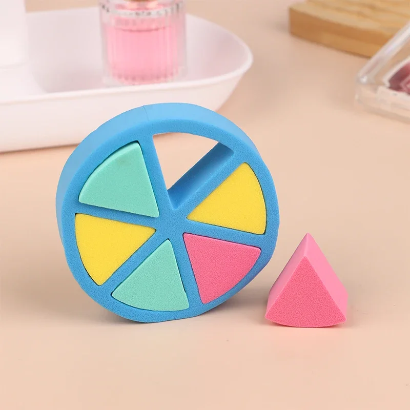 6/8 個三角形化粧パフ小さなスポンジポータブルブレンダーウェットドライデュアルユース美容天然ラテックスミニフェイシャル化粧品ツール