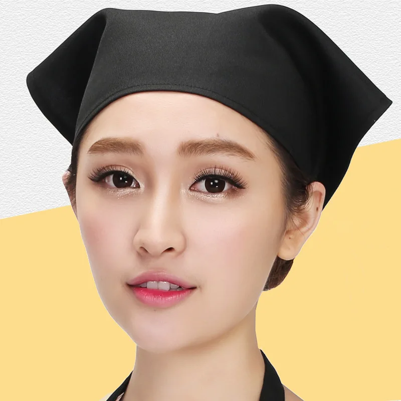 C856 작업 스카프 모자, 서양 레스토랑 밀크 티 핫 포트 헤드 웨어, 상점 웨이터 바오터우 얇은 주방 모자, 요리사 유니폼 모자