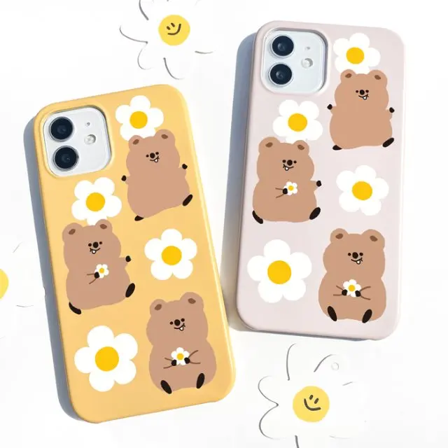 

Niche Daisy Bear Spring Phone Case for iPhone 17 16 15 14 13 12 11 Air Pro Max X XS XR XSMax 7 8 Plus Glossy Film Hard PC Cover