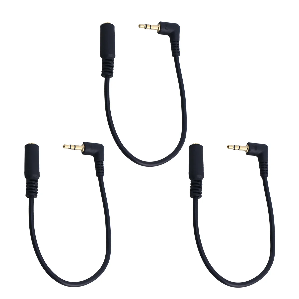 

3pcs 3.5Mm Bend Male To Female Aux Extension Cable Headphone Audio Cord For Devices Tpe Durable Stretch Resistant