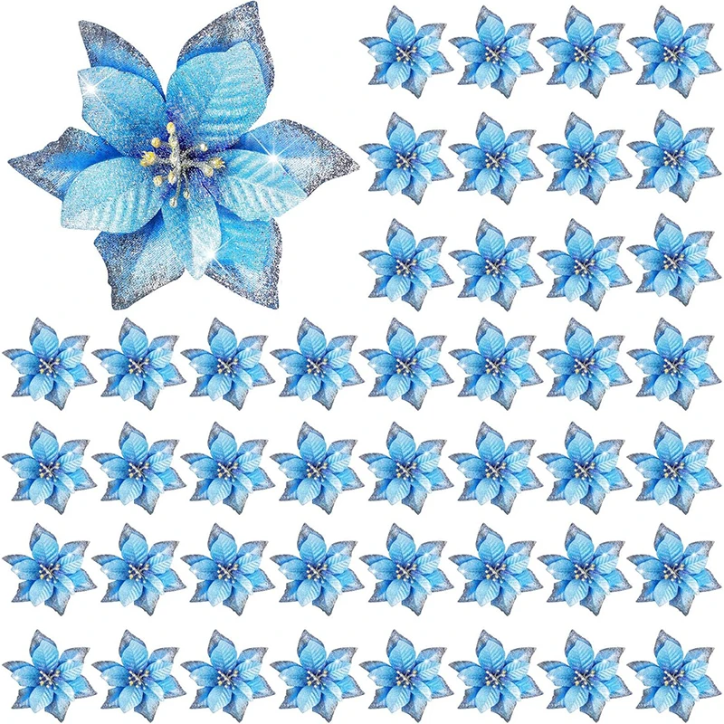 5/10Pcs Weihnachten Dekoration 13CM Künstliche Blumen Floral für Weihnachten Baum Ornament Neue Jahr Party Wohnkultur navidad Zubehör – Detail 8