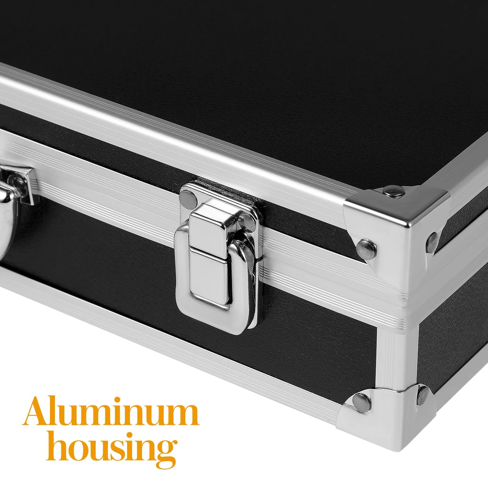 

Rugged Aluminum Alloy Toolbox Spacious Medicine Holder with Handle Secure Clasp for Garage Hospital Travel Portable Metal