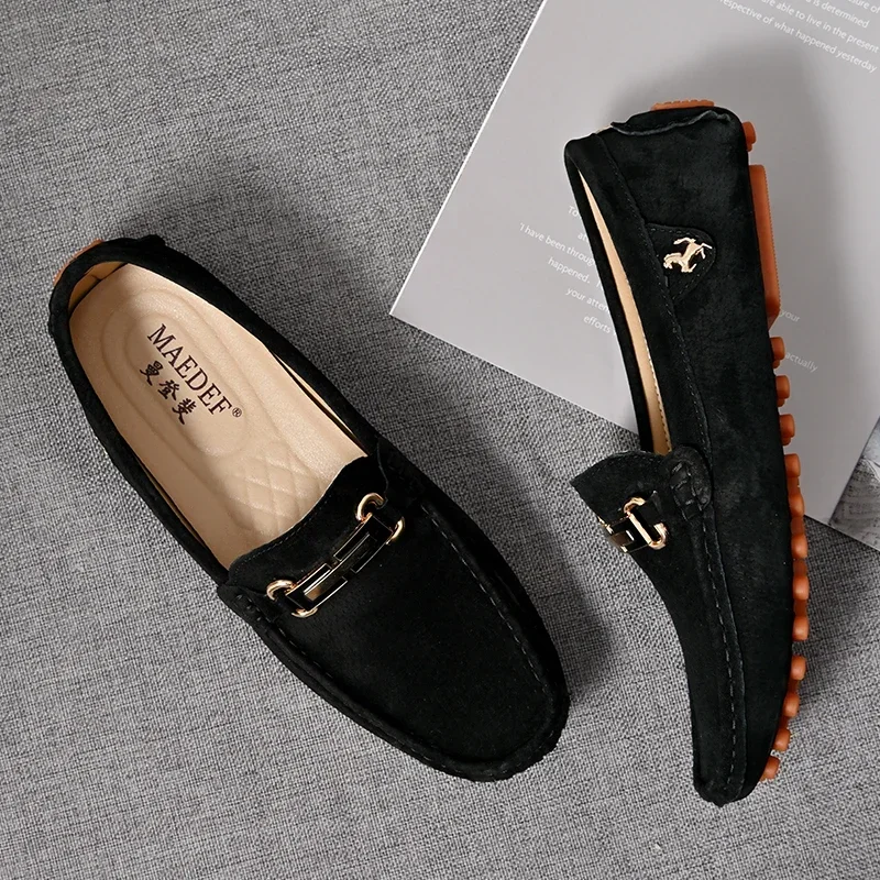 YRZL Suede Loafers Men Luxury Brand Moccasins Shoes Men Suede Leather Loafers Shoes Slip on Non-slip Driving Loafers for Men